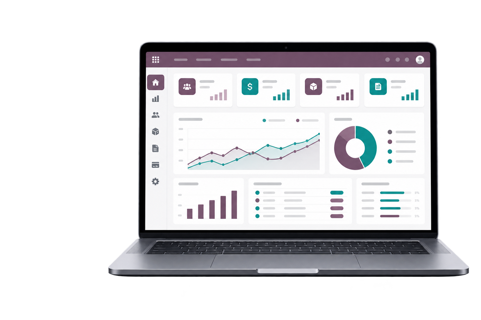 Tableau de bord Odoo sur ordinateur portable